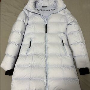 Aritzia Supersnug Puffer Jacket in Soft Lavender/Blue